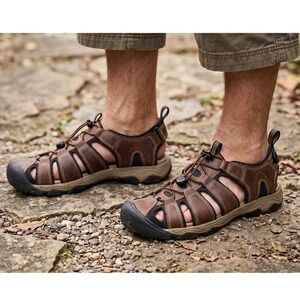 KHOMBU Mens Comfort Sandals Size 11 Brown Fisherman Waterproof‎ Hiking Utility